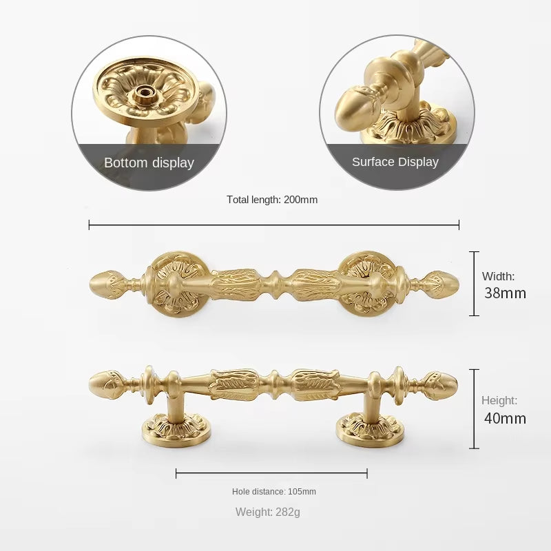 Vintage French Brushed Gold Brass Cabinet Pulls and Door Handles for Furniture by LookiDecor