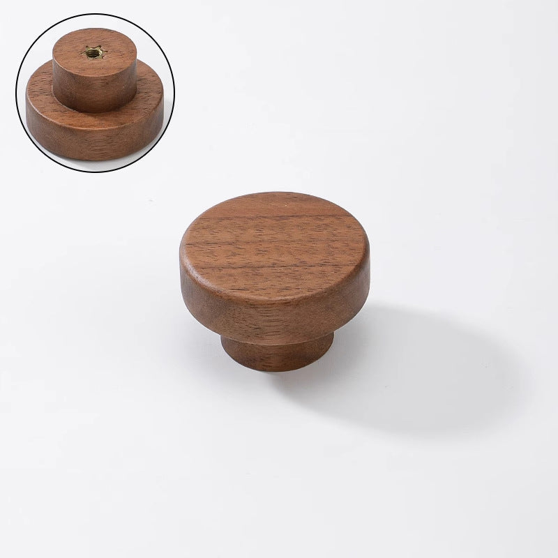 Round Beech and Walnut Wood Cabinet Knobs