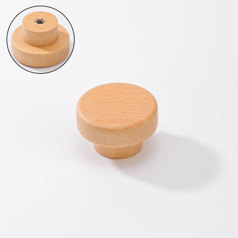 Round Beech and Walnut Wood Cabinet Knobs