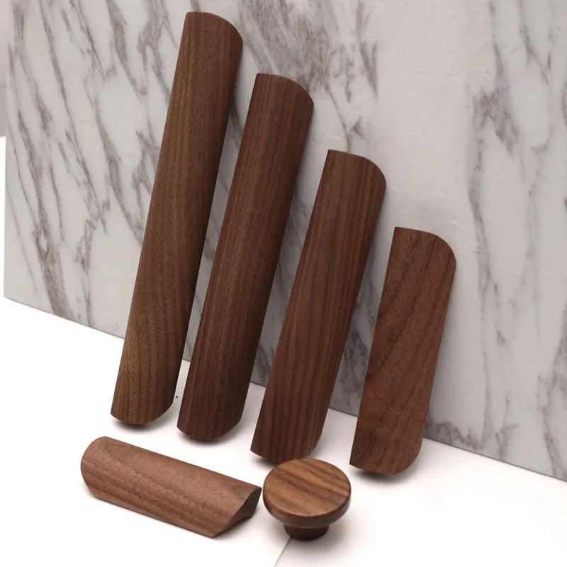 Walnut Wood Handles for Cabinet and Drawers by LookiDecor