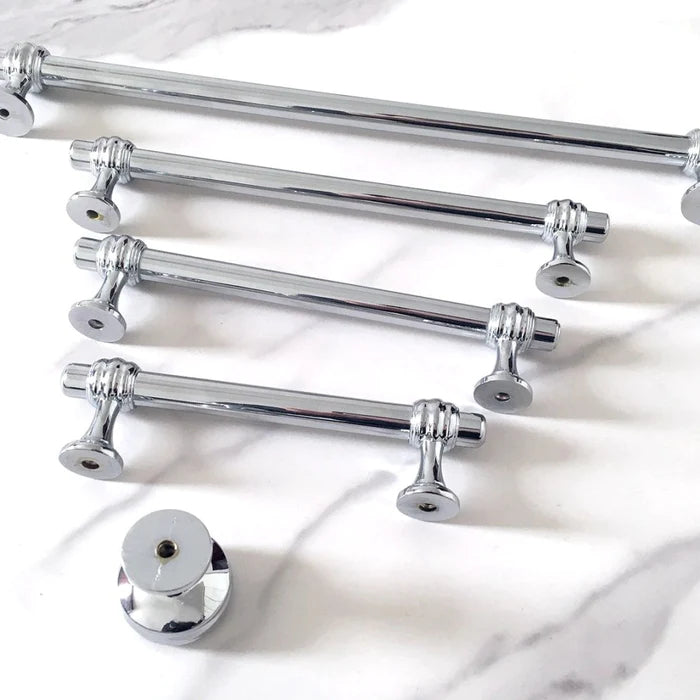 Silver Zinc Alloy Polished Bar Kitchen Cabinet Handles by LookiDecor