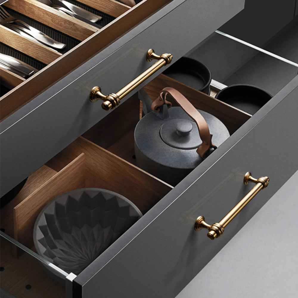Brushed Gold Polished Bar Cabinet Handles for Kitchens by LookiDecor