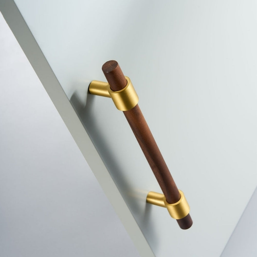 Vintage Wooden Brass Kitchen Cabinet Pulls and Handles by LookiDecor