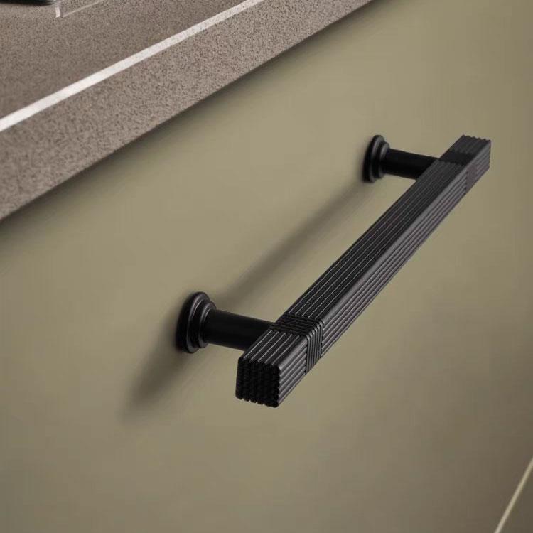 Black Knurled Kitchen Cabinet T Bar Shaped Handles by LookiDecor