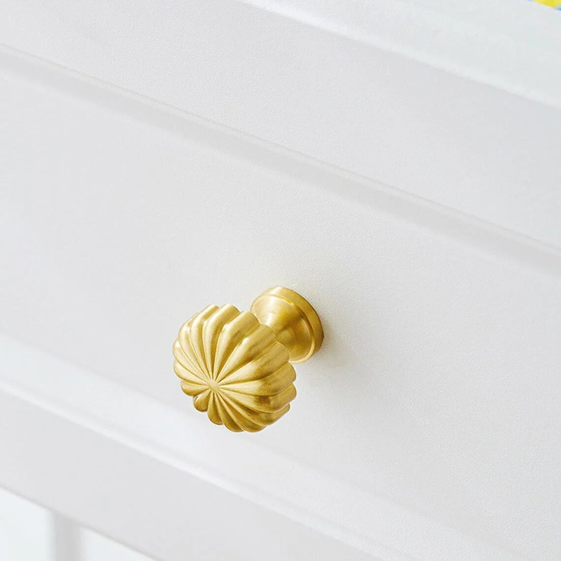 Gold Solid Brass Pumpkin Shape Kitchen Cabinet Knobs by LookiDecor