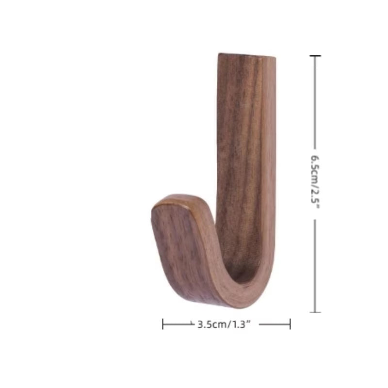 Self-Adhesive Walnut Wood Door Hooks for Clothes Towels by LookiDecor