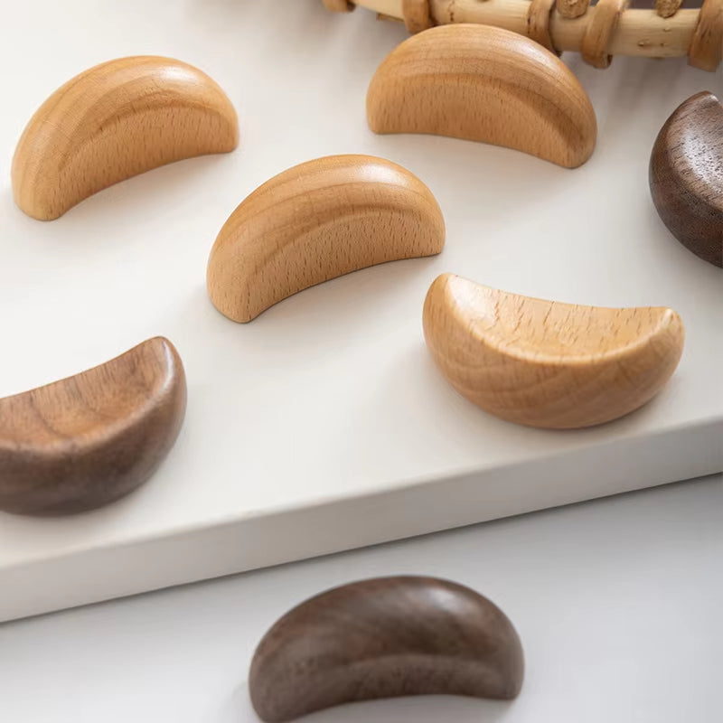 Modern Wooden Cabinet Handles Simple Solid Wood Closets Pulls by LookiDecor
