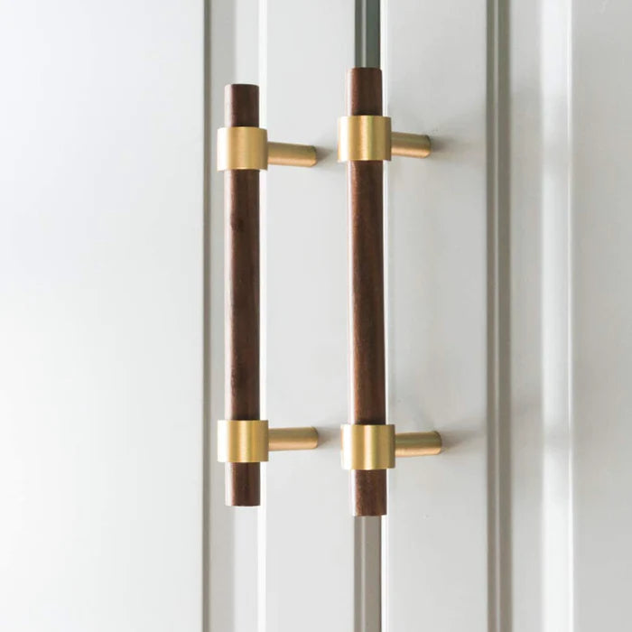 Vintage Wooden Brass Kitchen Cabinet Pulls and Handles by LookiDecor