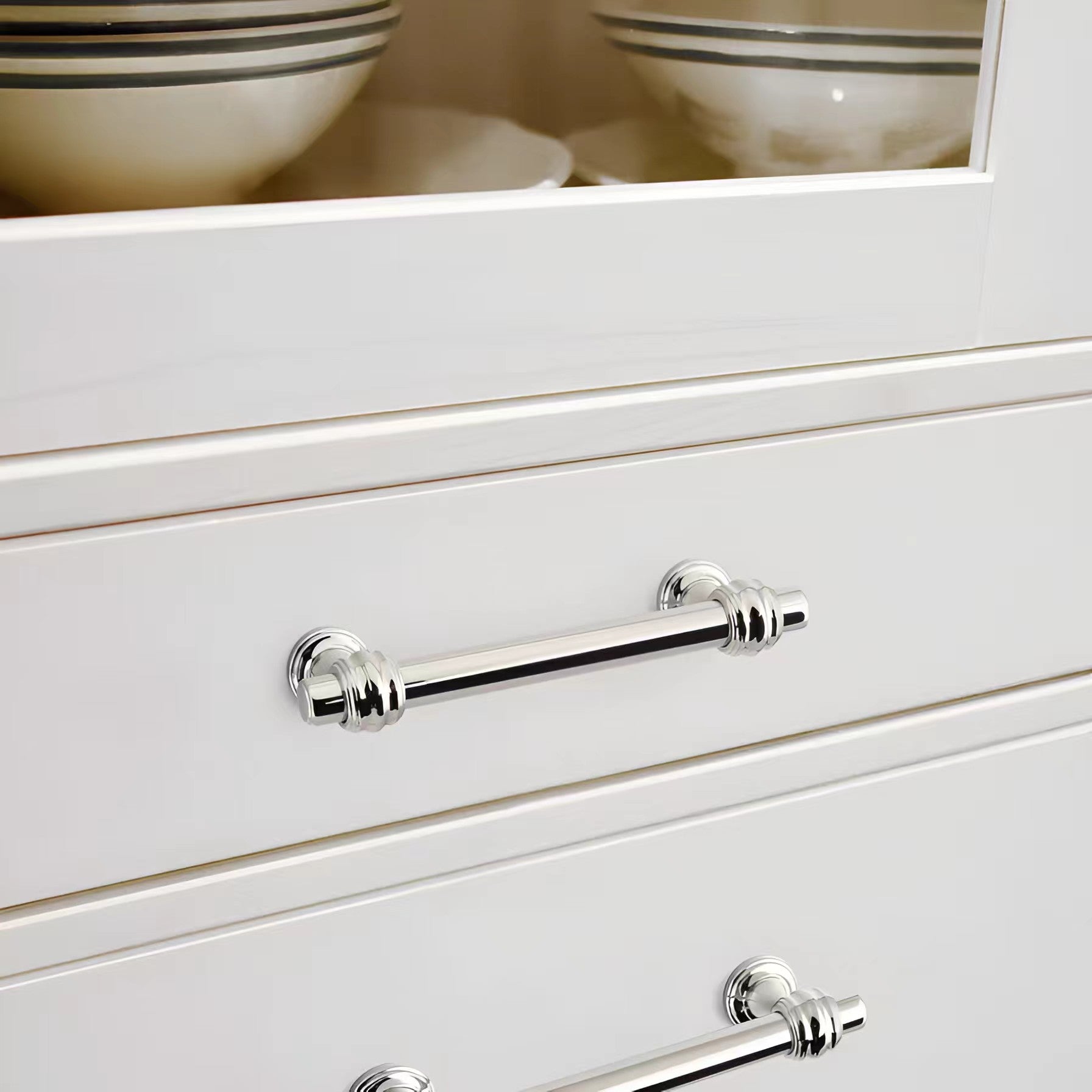 Silver Zinc Alloy Polished Bar Kitchen Cabinet Handles by LookiDecor