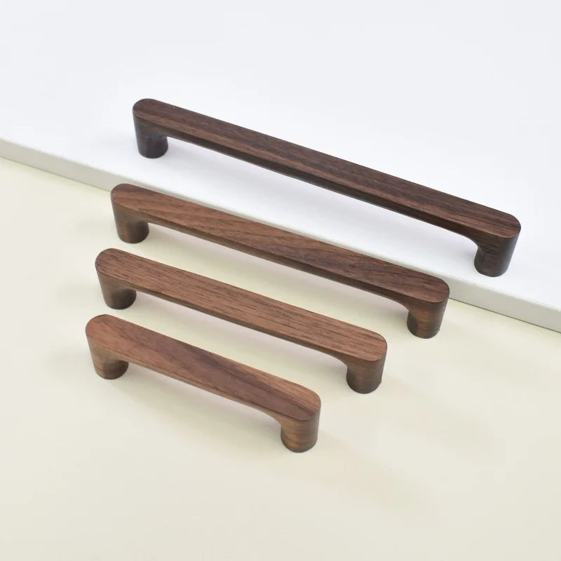 Minimalist Walnut Wood Cabinet Handles Drawer Pulls by LookiDecor