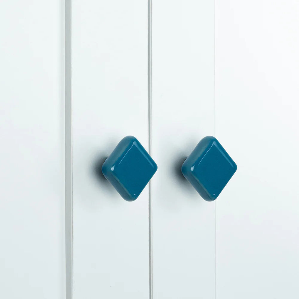 Blue Ceramic Square Shape Children's Cabinet Drawer Knobs by LookiDecor