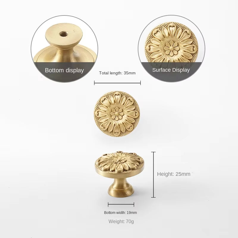 Vintage French Brushed Gold Brass Cabinet Pulls and Door Handles for Furniture by LookiDecor