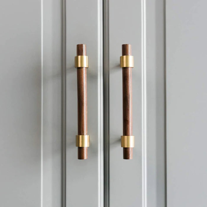 Vintage Wooden Brass Kitchen Cabinet Pulls and Handles by LookiDecor
