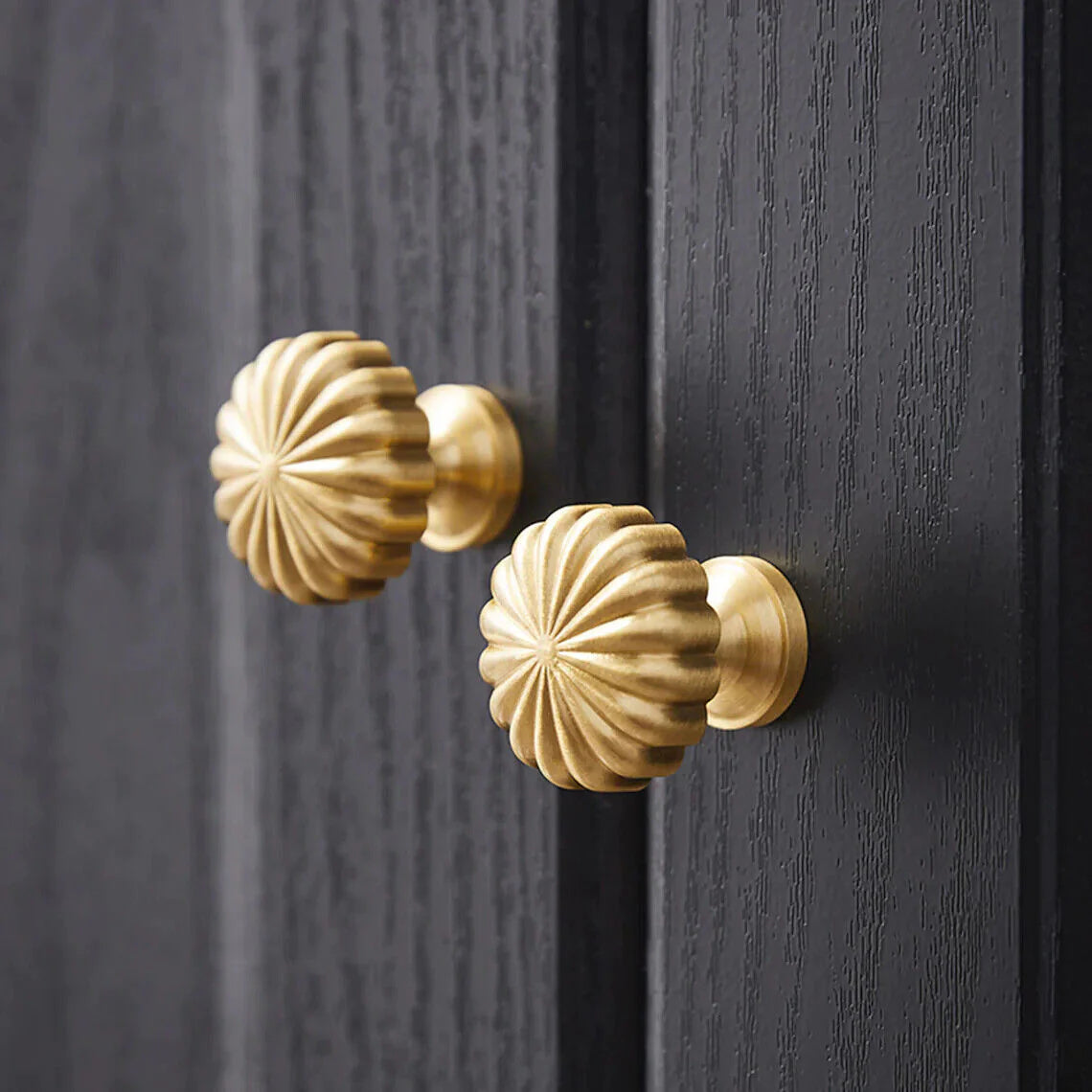 Gold Solid Brass Pumpkin Shape Kitchen Cabinet Knobs by LookiDecor