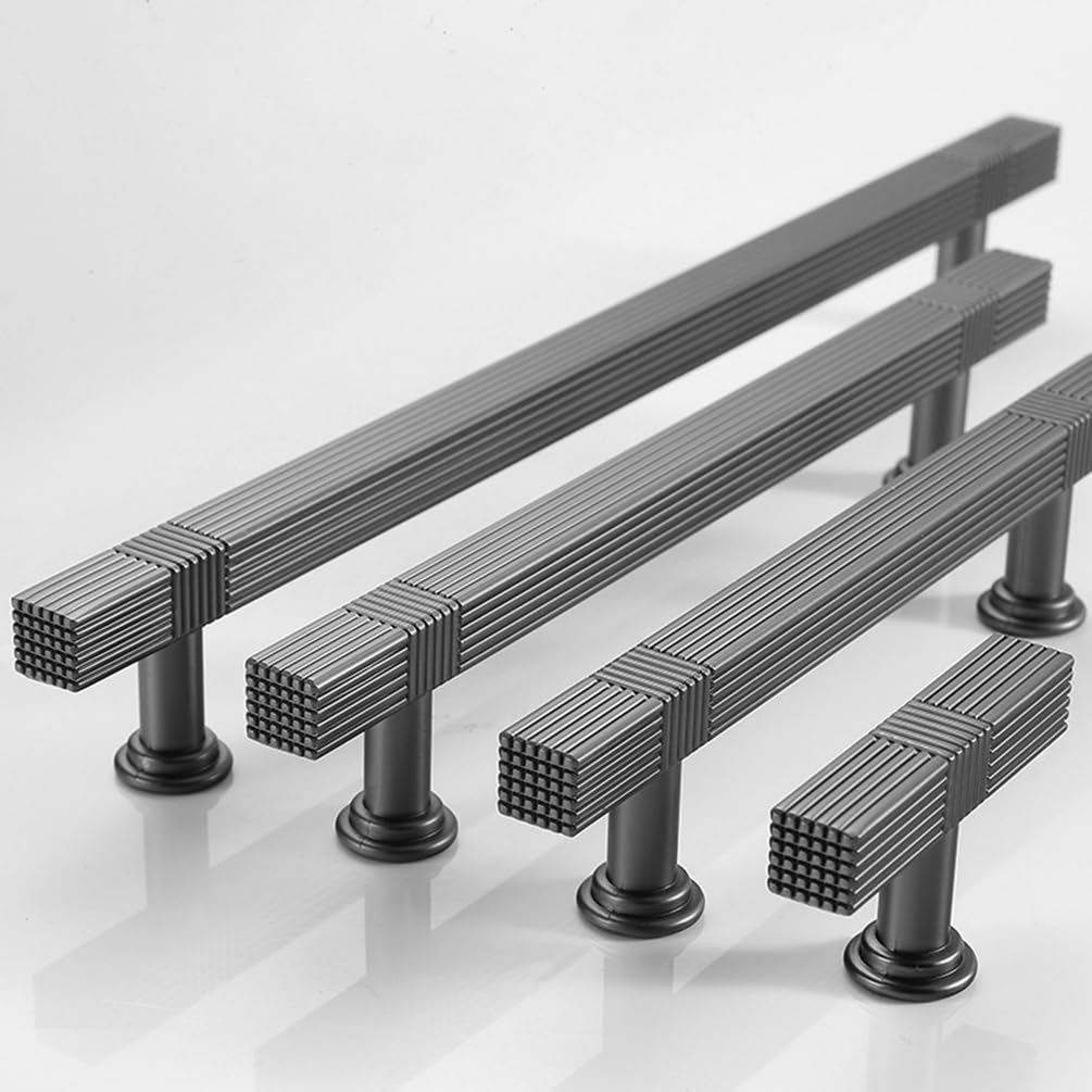 Black Knurled Kitchen Cabinet T Bar Shaped Handles by LookiDecor