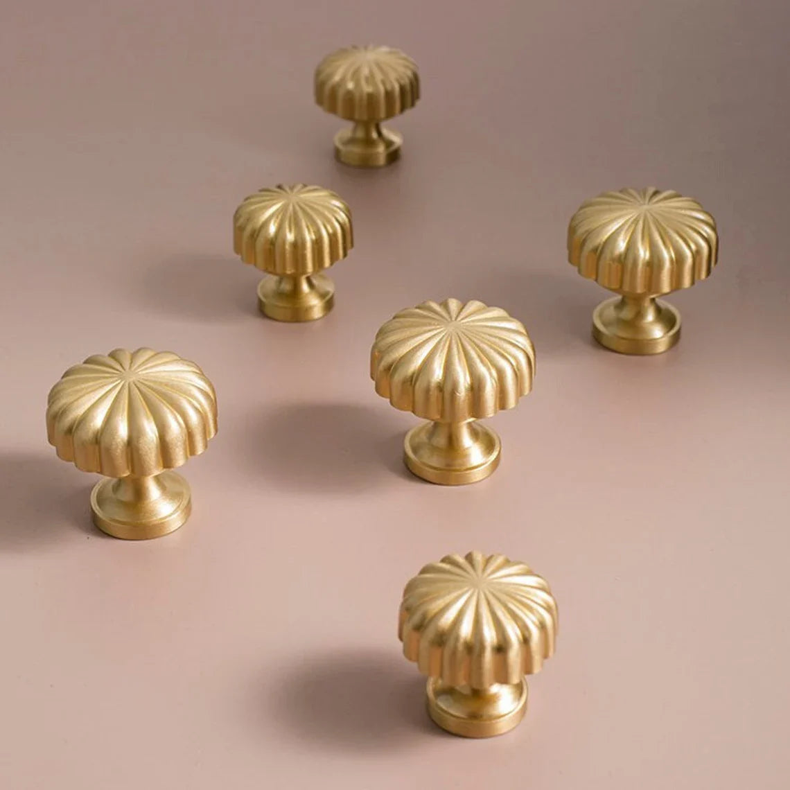 Gold Solid Brass Pumpkin Shape Kitchen Cabinet Knobs by LookiDecor
