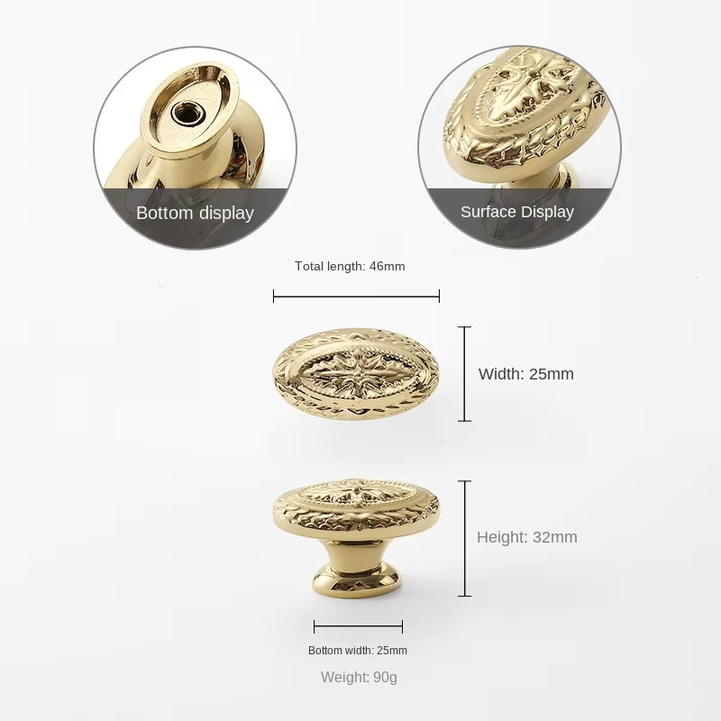 Polished Gold Cabinet Handles and Knobs Vintage French Door Pulls by LookiDecor