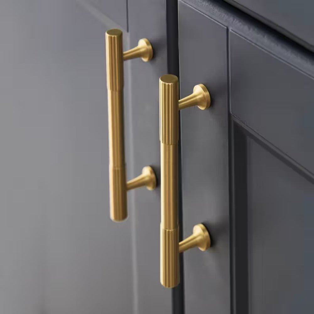 Gold Polished Finish Lines Style Cabinet T Bar Handle by LookiDecor